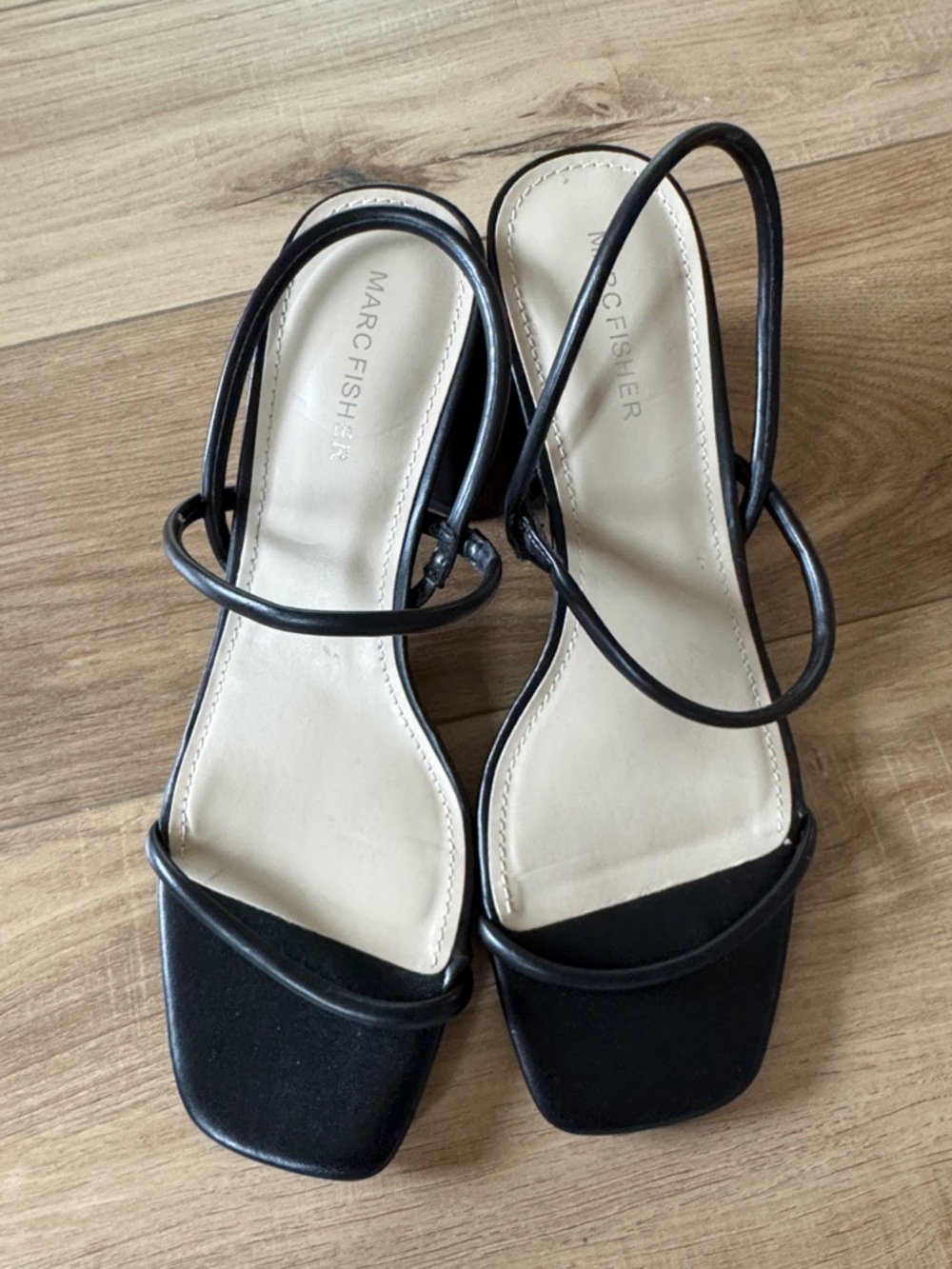 Marc Fisher Black Strappy Block Heel Sandals 8.5